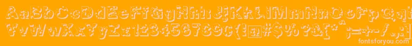 Bigcheese-Schriftart – Rosa Schriften auf orangefarbenem Hintergrund