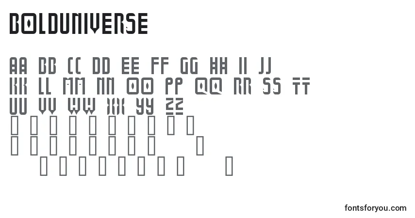 A fonte BoldUniverse – alfabeto, números, caracteres especiais