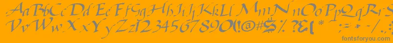 Baggagemastertext79RegularTtcon-Schriftart – Graue Schriften auf orangefarbenem Hintergrund