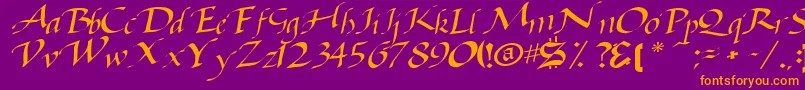 Baggagemastertext79RegularTtcon Font – Orange Fonts on Purple Background