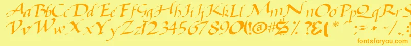 Baggagemastertext79RegularTtcon Font – Orange Fonts on Yellow Background