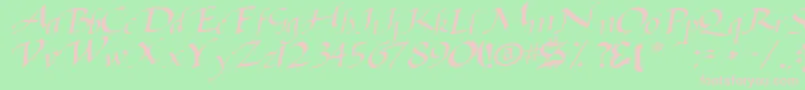 Baggagemastertext79RegularTtcon-fontti – vaaleanpunaiset fontit vihreällä taustalla