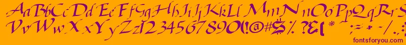 Baggagemastertext79RegularTtcon Font – Purple Fonts on Orange Background