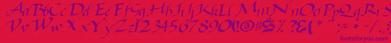 Baggagemastertext79RegularTtcon Font – Purple Fonts on Red Background