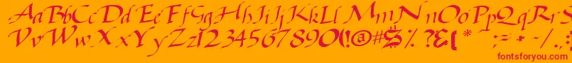 Baggagemastertext79RegularTtcon Font – Red Fonts on Orange Background