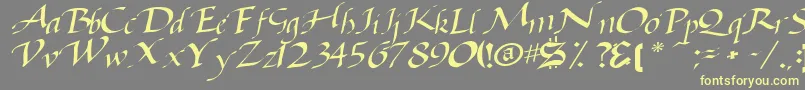 Baggagemastertext79RegularTtcon-Schriftart – Gelbe Schriften auf grauem Hintergrund