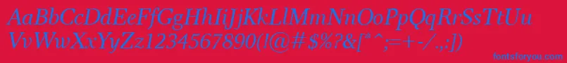 ResPublicaItalic-fontti – siniset fontit punaisella taustalla