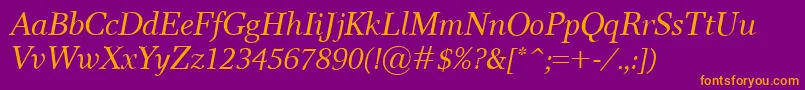 Шрифт ResPublicaItalic – оранжевые шрифты на фиолетовом фоне