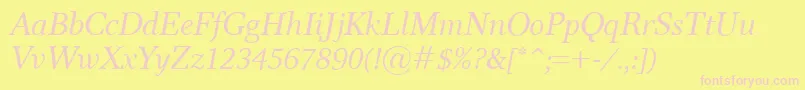 ResPublicaItalic-fontti – vaaleanpunaiset fontit keltaisella taustalla