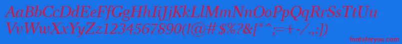 ResPublicaItalic Font – Red Fonts on Blue Background