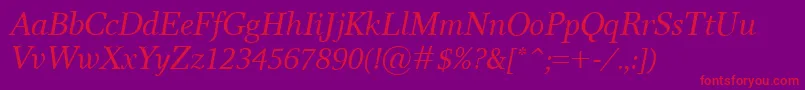 ResPublicaItalic-fontti – punaiset fontit violetilla taustalla