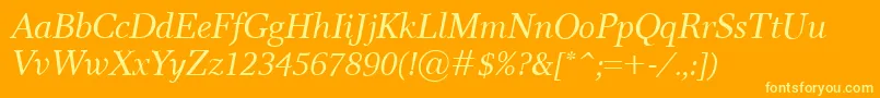 ResPublicaItalic-fontti – keltaiset fontit oranssilla taustalla