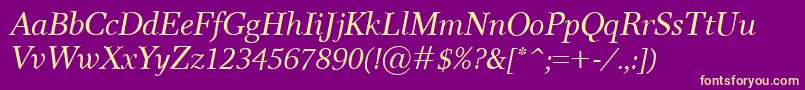 Шрифт ResPublicaItalic – жёлтые шрифты на фиолетовом фоне