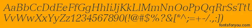 VersaillesLt46LightItalic-Schriftart – Schwarze Schriften auf orangefarbenem Hintergrund