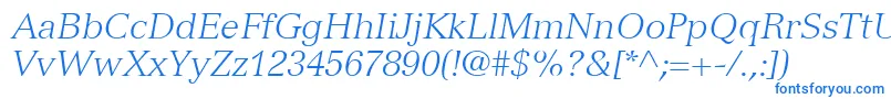 Czcionka VersaillesLt46LightItalic – niebieskie czcionki na białym tle