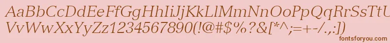 VersaillesLt46LightItalic Font – Brown Fonts on Pink Background