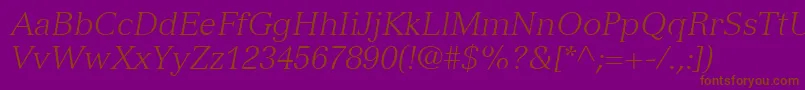 VersaillesLt46LightItalic-fontti – ruskeat fontit violetilla taustalla