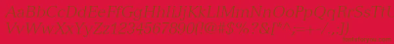 Czcionka VersaillesLt46LightItalic – brązowe czcionki na czerwonym tle