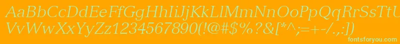Шрифт VersaillesLt46LightItalic – зелёные шрифты на оранжевом фоне