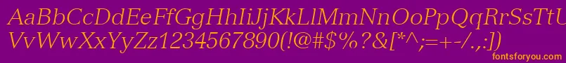 VersaillesLt46LightItalic Font – Orange Fonts on Purple Background