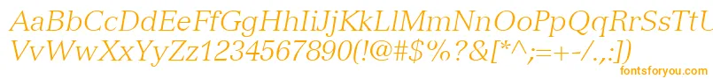 フォントVersaillesLt46LightItalic – 白い背景にオレンジのフォント