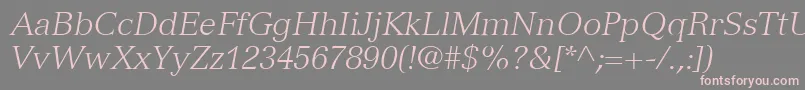 フォントVersaillesLt46LightItalic – 灰色の背景にピンクのフォント