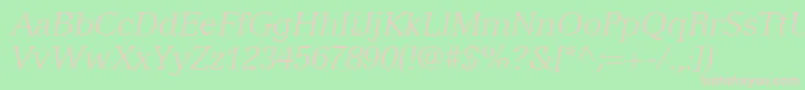 フォントVersaillesLt46LightItalic – 緑の背景にピンクのフォント