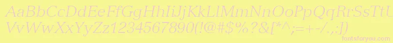 VersaillesLt46LightItalic Font – Pink Fonts on Yellow Background