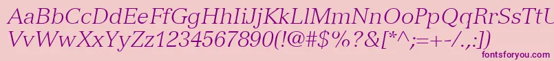 Lisätietoja VersaillesLt46LightItalic-fontista VersaillesLt46LightItalic-fontti – violetit fontit vaaleanpunaisella taustalla
