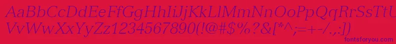 VersaillesLt46LightItalic Font – Purple Fonts on Red Background