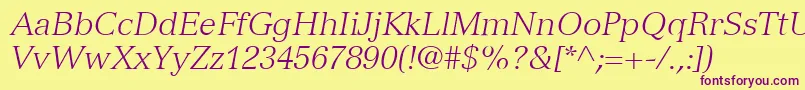 VersaillesLt46LightItalic Font – Purple Fonts on Yellow Background