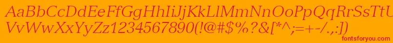 Czcionka VersaillesLt46LightItalic – czerwone czcionki na pomarańczowym tle