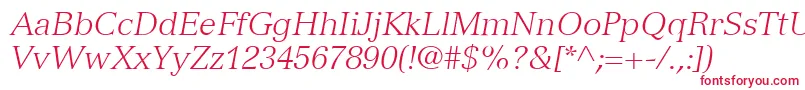 Czcionka VersaillesLt46LightItalic – czerwone czcionki na białym tle