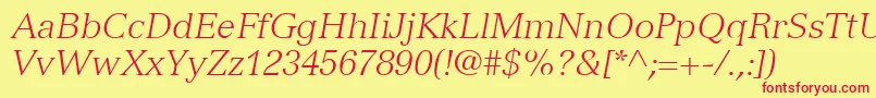 フォントVersaillesLt46LightItalic – 赤い文字の黄色い背景