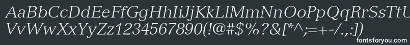 VersaillesLt46LightItalic-fontti – valkoiset fontit mustalla taustalla