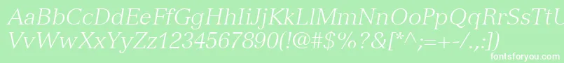 フォントVersaillesLt46LightItalic – 緑の背景に白い文字