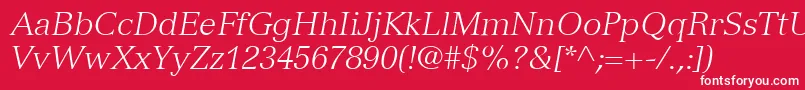 Czcionka VersaillesLt46LightItalic – białe czcionki na czerwonym tle