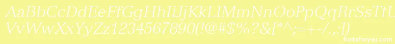 VersaillesLt46LightItalic-fontti – valkoiset fontit keltaisella taustalla