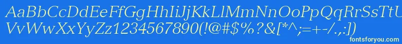 Czcionka VersaillesLt46LightItalic – żółte czcionki na niebieskim tle