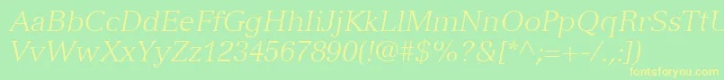 More about VersaillesLt46LightItalic Font VersaillesLt46LightItalic Font – Yellow Fonts on Green Background