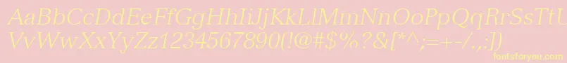 VersaillesLt46LightItalic-Schriftart – Gelbe Schriften auf rosa Hintergrund