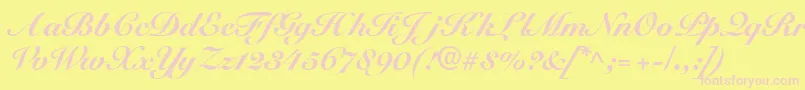 SnellblackdbBold-fontti – vaaleanpunaiset fontit keltaisella taustalla