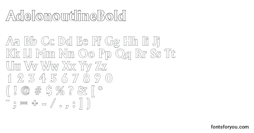 Schriftart AdelonoutlineBold – Alphabet, Zahlen, spezielle Symbole