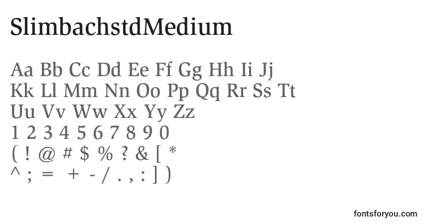 A fonte SlimbachstdMedium – alfabeto, números, caracteres especiais