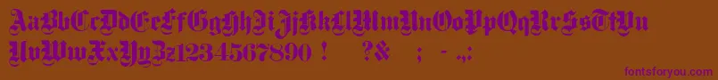 Dampfplatzs-Schriftart – Violette Schriften auf braunem Hintergrund