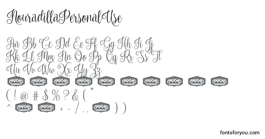 NouradillaPersonalUse Font – alphabet, numbers, special characters
