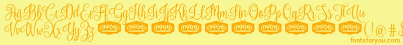 NouradillaPersonalUse Font – Orange Fonts on Yellow Background