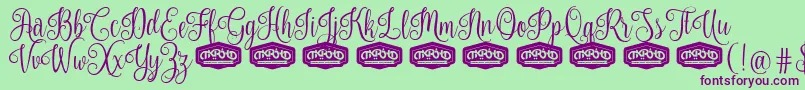 NouradillaPersonalUse Font – Purple Fonts on Green Background