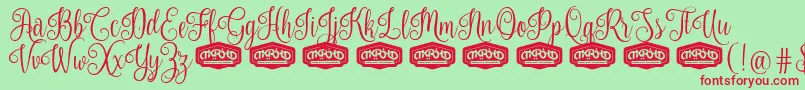 NouradillaPersonalUse Font – Red Fonts on Green Background