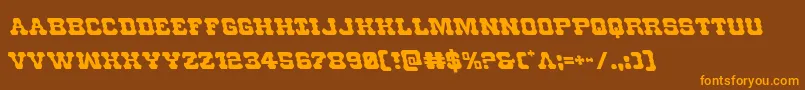 Usmarshalleft-Schriftart – Orangefarbene Schriften auf braunem Hintergrund
